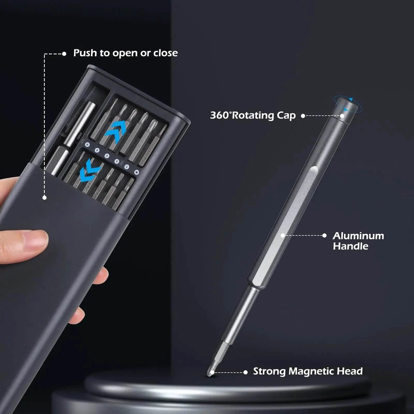25-in-1 Precision Magnetic Screwdriver Kit - S2 Bits for iPhone, PC, Laptop, Watch, Camera, Glasses