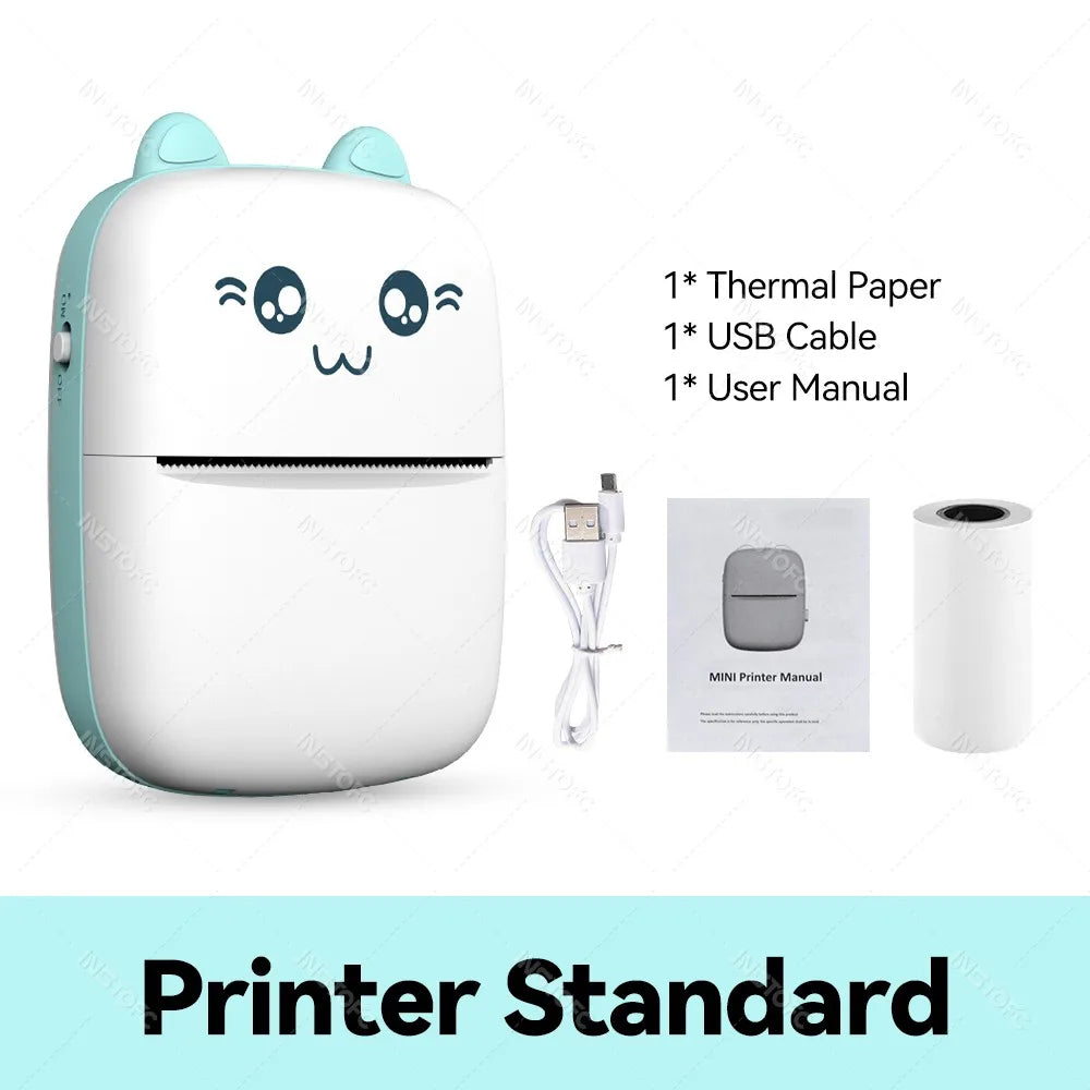 Portable 58mm Mini Thermal Photo & Label Printer - Bluetooth Sticker Memo Printer for iOS & Android (Compatible with 57mm Paper)