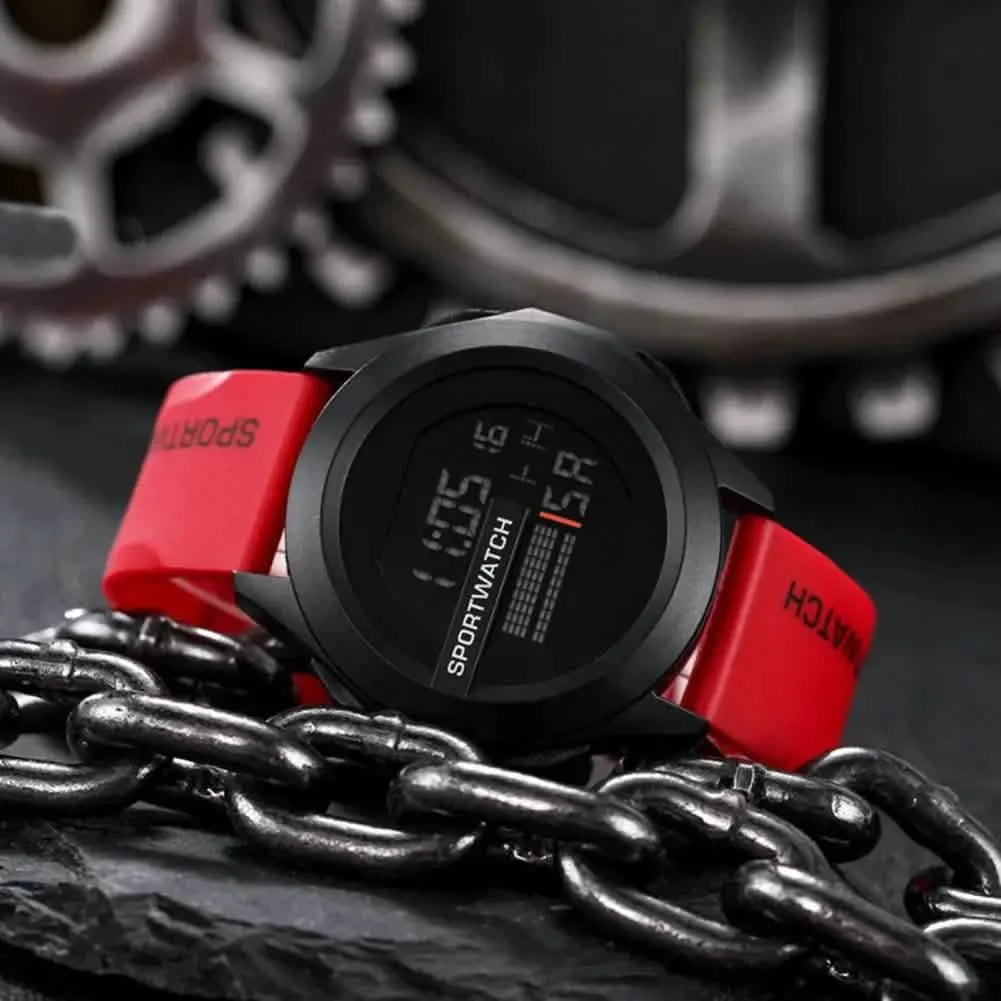 Men's LED Digital Sports Watch – 50mm Case, Waterproof 3ATM, Alarm & Stopwatch
