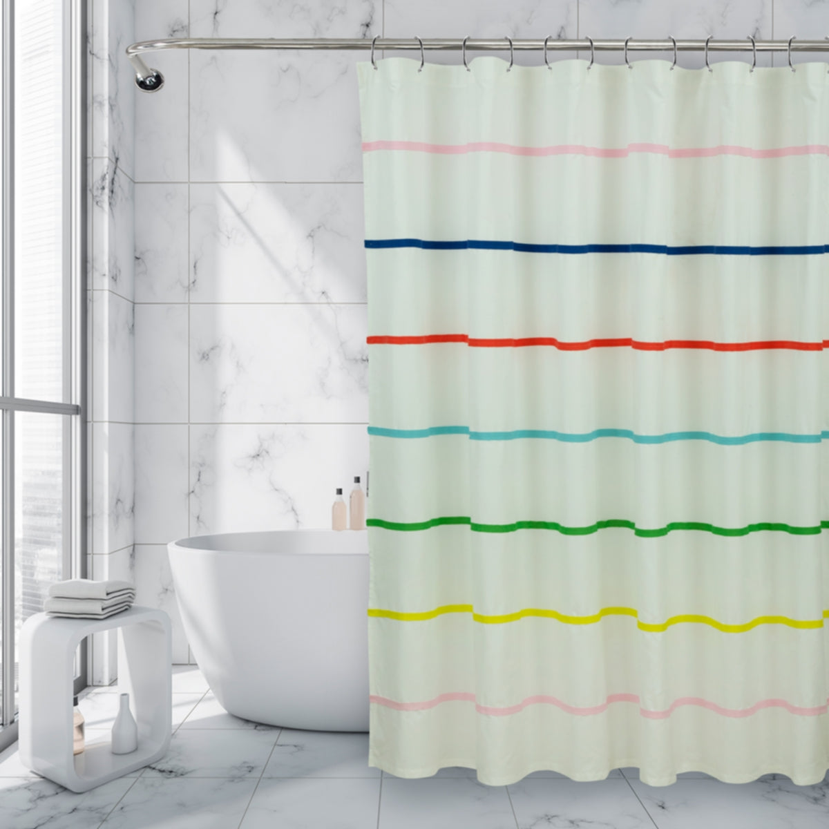 Royale Linens Double Brushed Microfber 1800 Thread Printed Shower Curtain