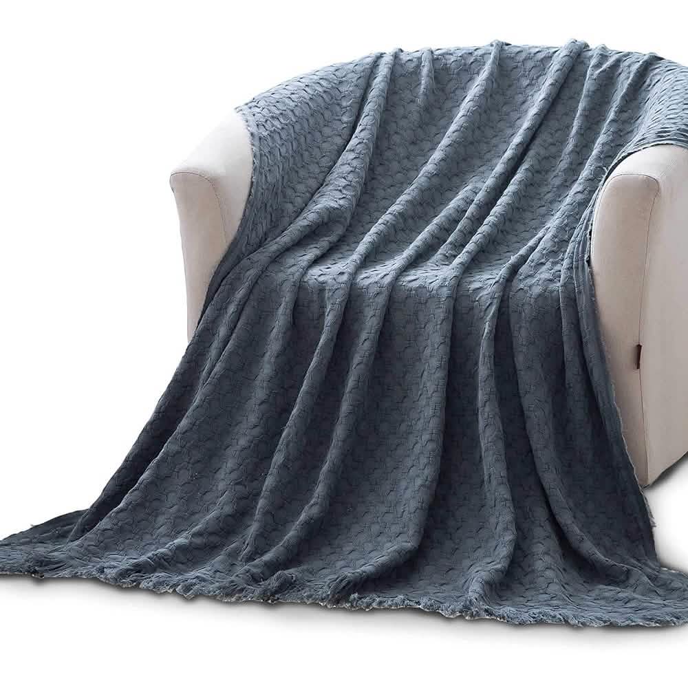 Kasentex 100% Cotton Soft Knitted Throw Blanket, Room Decor, Graduation Gifts, Fathers Day Gift, Mom Gift