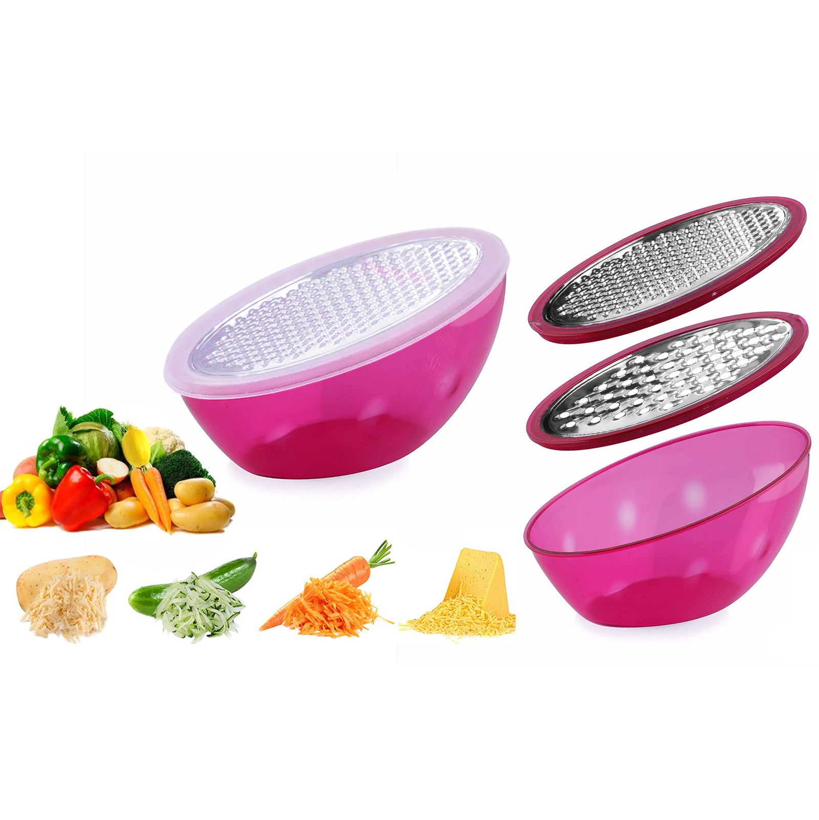 5-Piece: Cheese Grater Citrus Lemon Zester With Food Storage Container & Lid