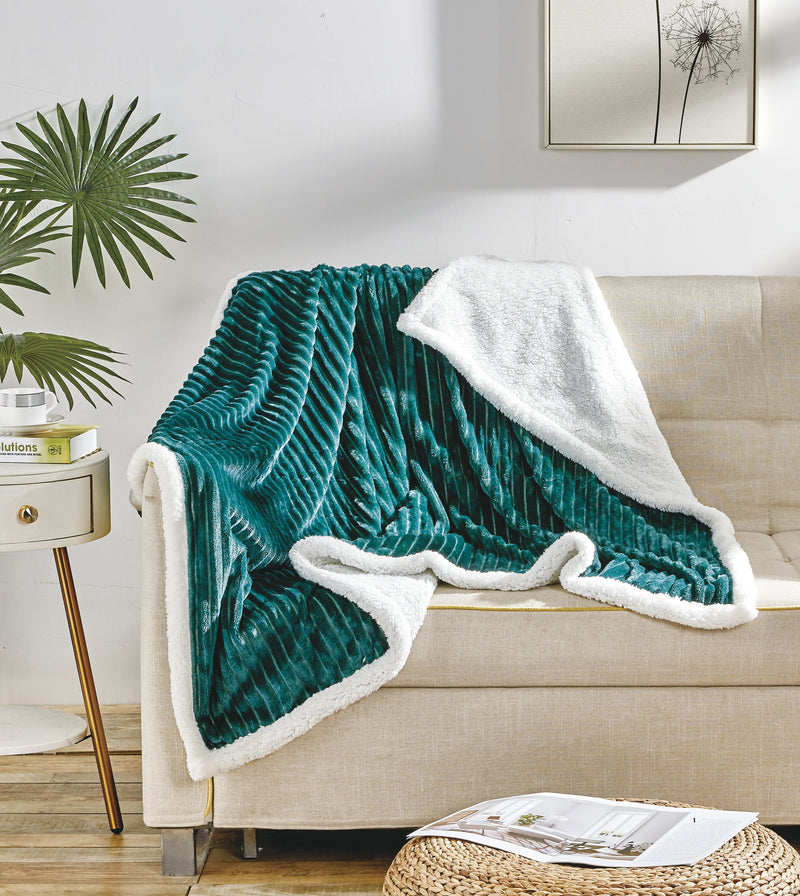 Corduroy Sherpa Reversible Throw Blanket, 50 × 60 in