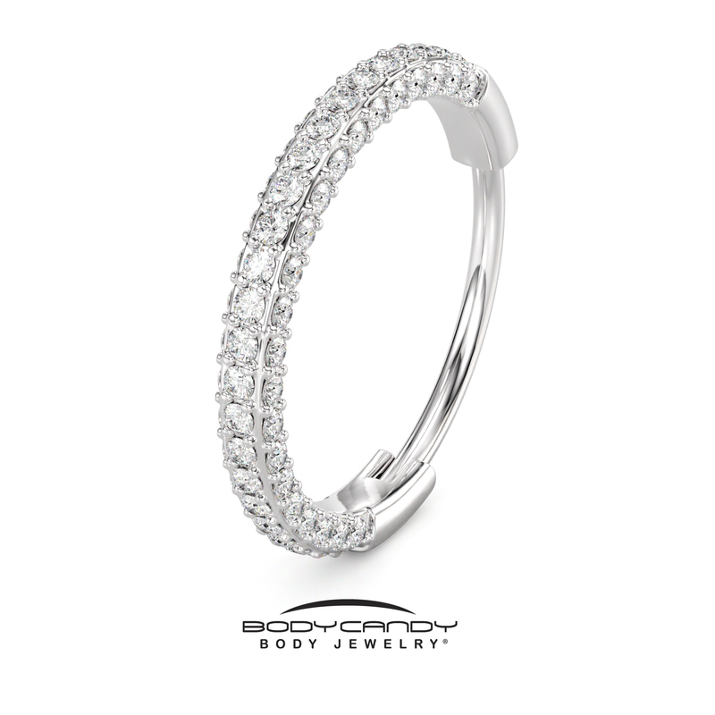 20G Implant Grade Titanium Triple Sided Micro Gem Hinged Nose Hoop