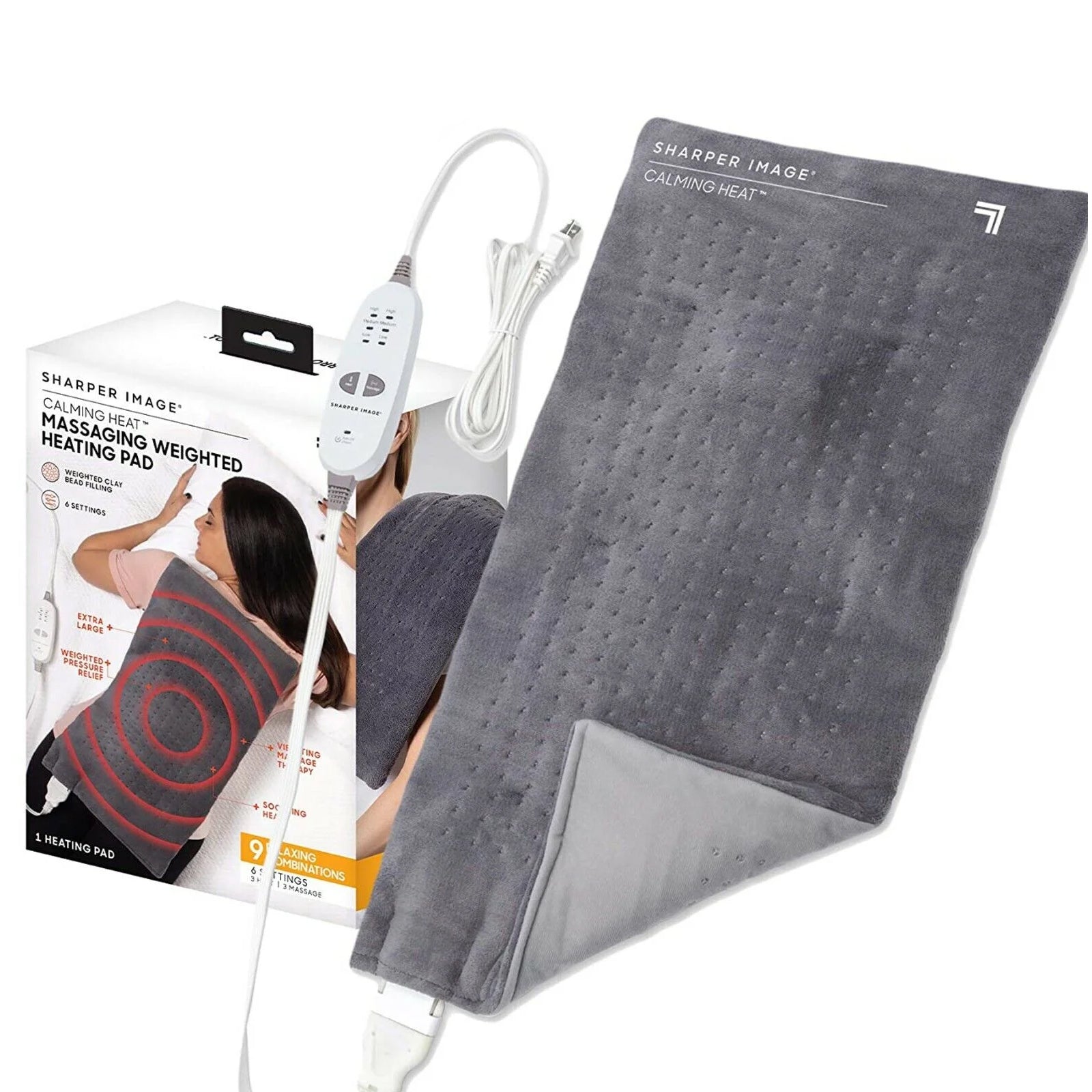 Sharper Image Calming Heat Massaging Weighted Heating Pad 12" X 24" (Refurbished)