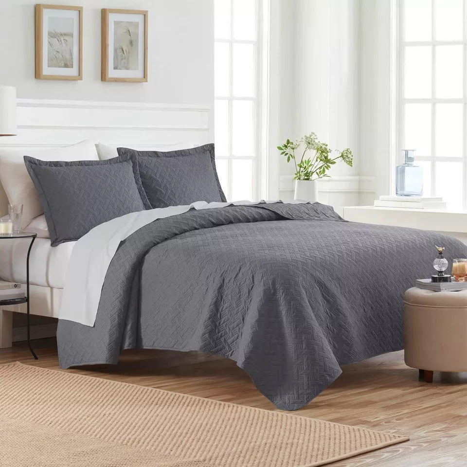 3-Piece: Dan River Basket Pinsonic Quilt Set