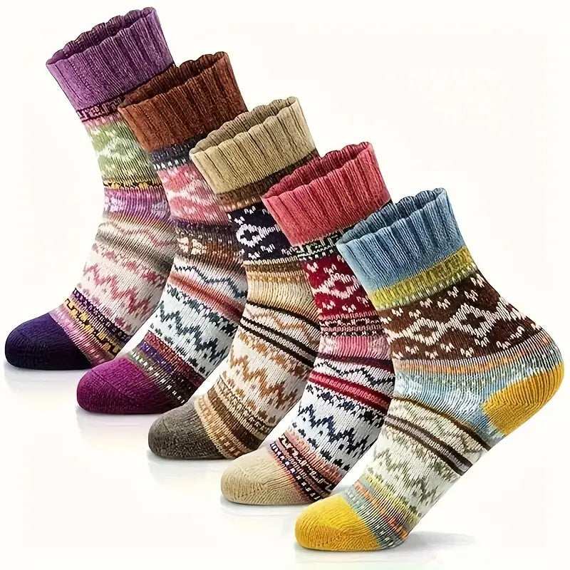 5-Pairs: Women's Comfortable and Warm Crew Socks