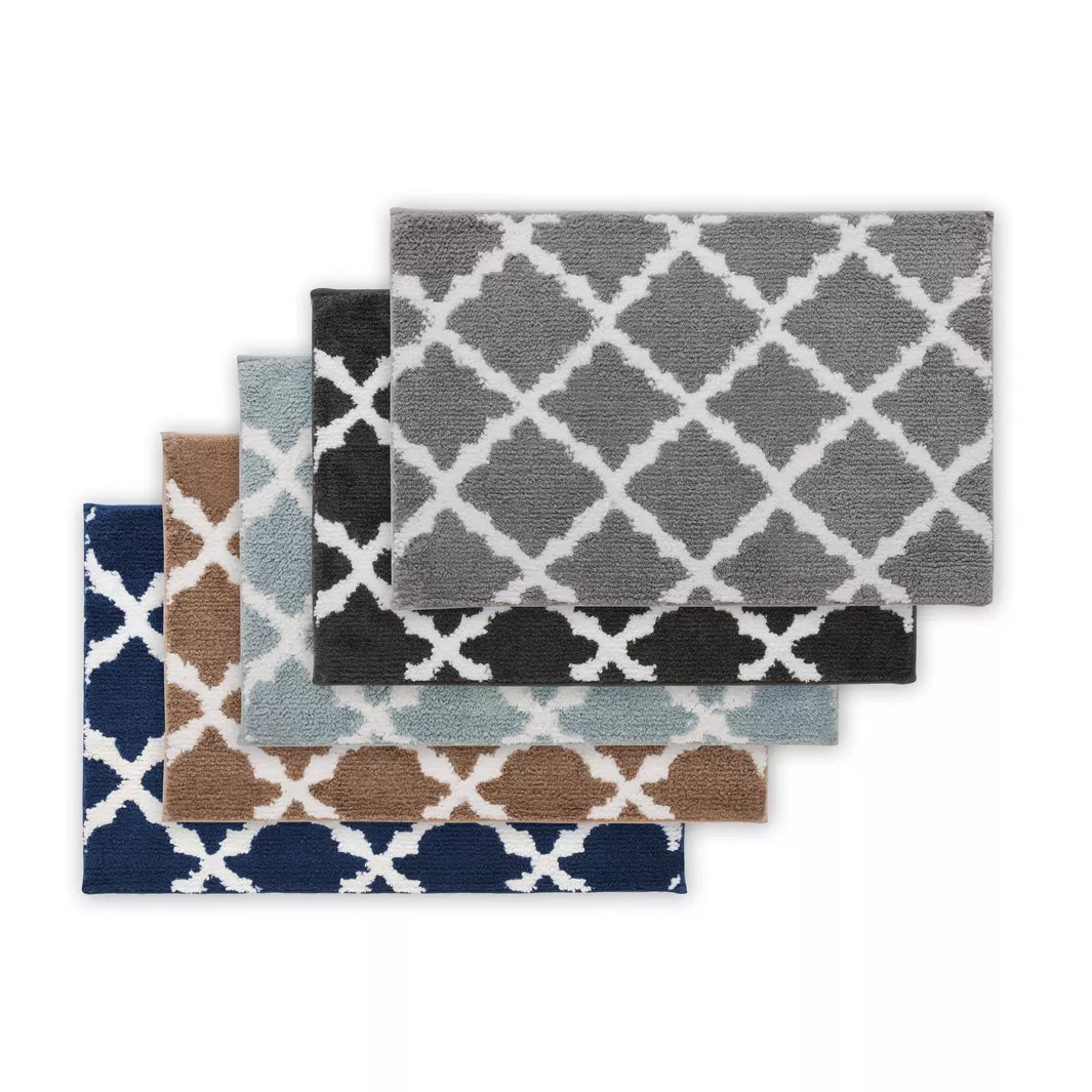 Bibb Home 1-2 Pack Trellis Micro Shag Bath Rugs 17" X 24"