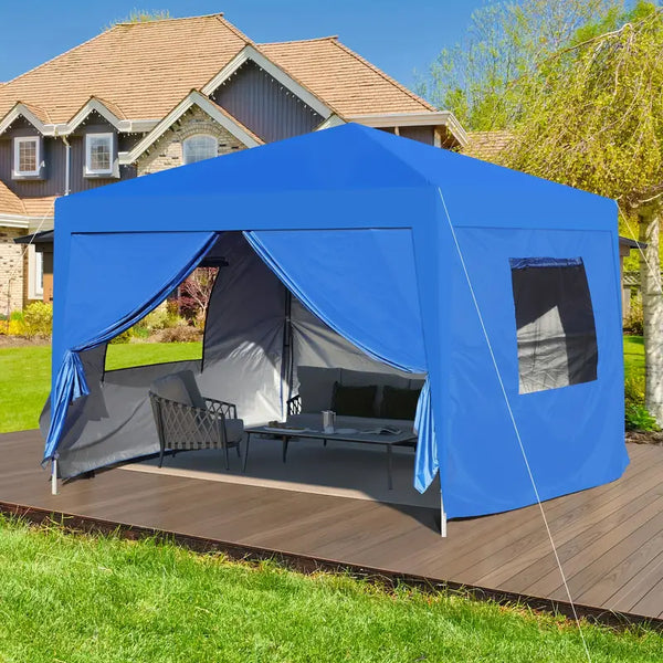Outdoor 10X10 Ft. Pop Up Gazebo Canopy Tent with Removable Sidewall with Zipper