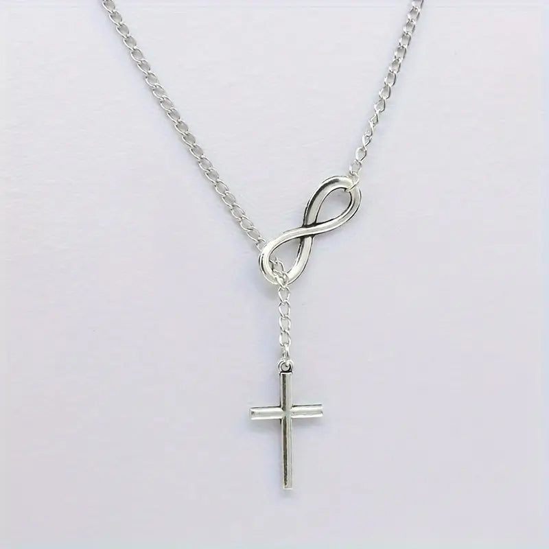 Chic Vintage-Inspired Infinity Cross Pendant Necklace