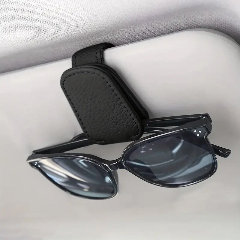 Magnetic PU Leather Car Visor Sunglasses Holder