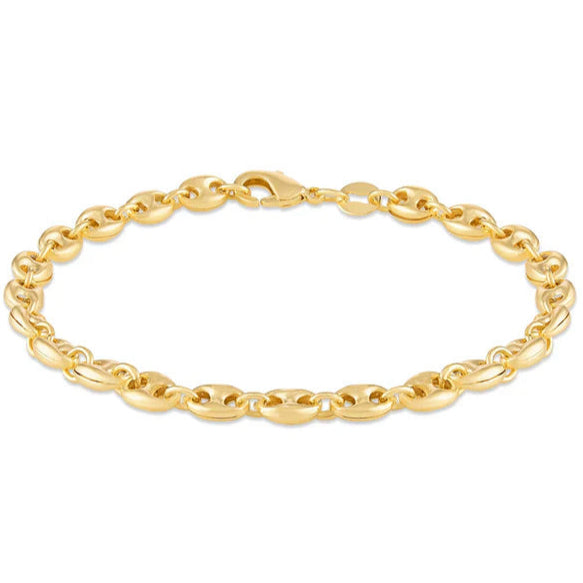 18K Gold Puff 8" Mariner Bracelet