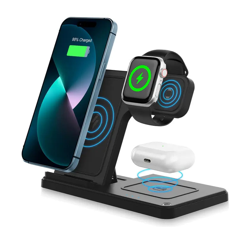 Wireless Charging Station 3-in-1 Standard 15W Fast for Mag-Safe Charger Stand