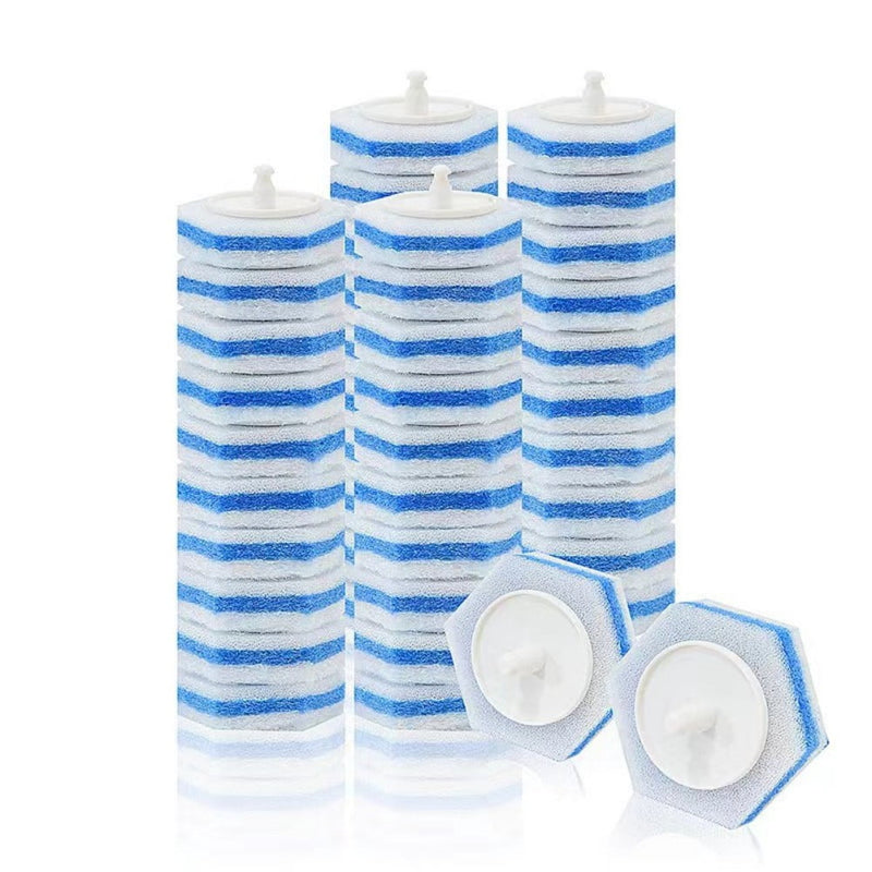 Stacks of 50 hexagonal disposable toilet wand refill heads
