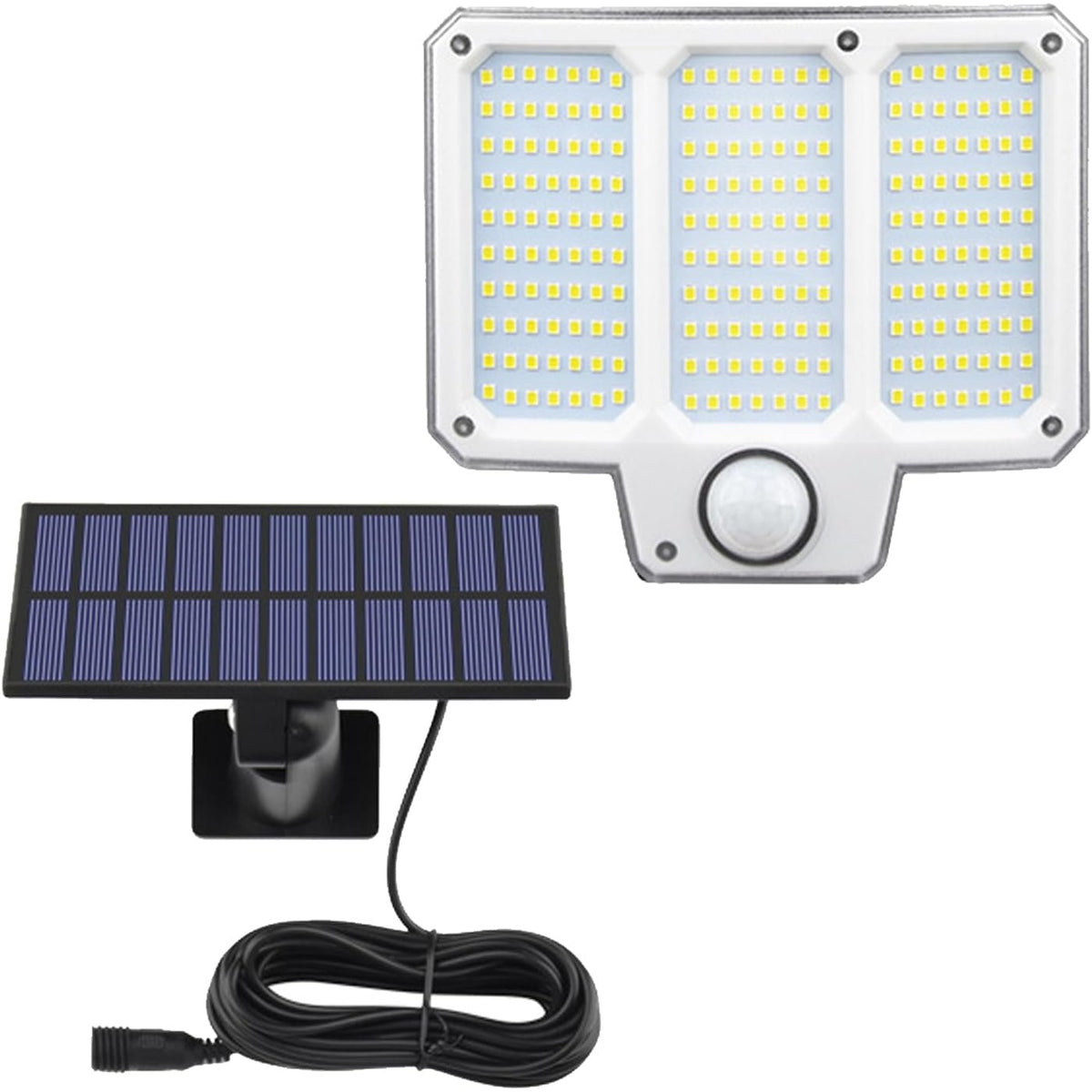 Sensing coverage: detects movement from 3 to 7 metres across a 120 degree arc, charging by day and lighting at night