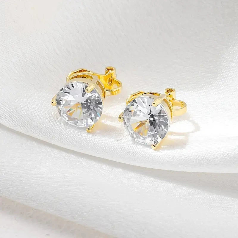 A Pair Of Unique And Stylish Zirconia Clip-on Earrings For Ladies Earrings Gold - DailySale