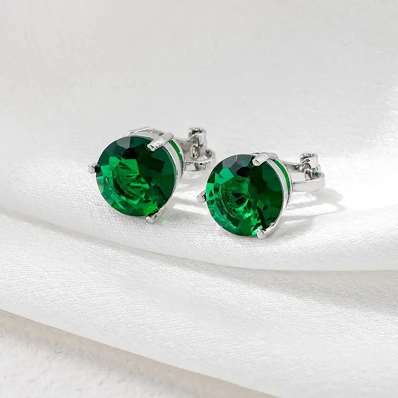 A Pair Of Unique And Stylish Zirconia Clip-on Earrings For Ladies Earrings Green - DailySale