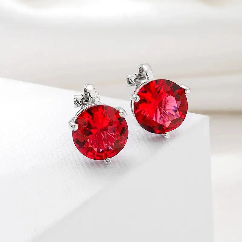 A Pair Of Unique And Stylish Zirconia Clip-on Earrings For Ladies Earrings Rose Red - DailySale