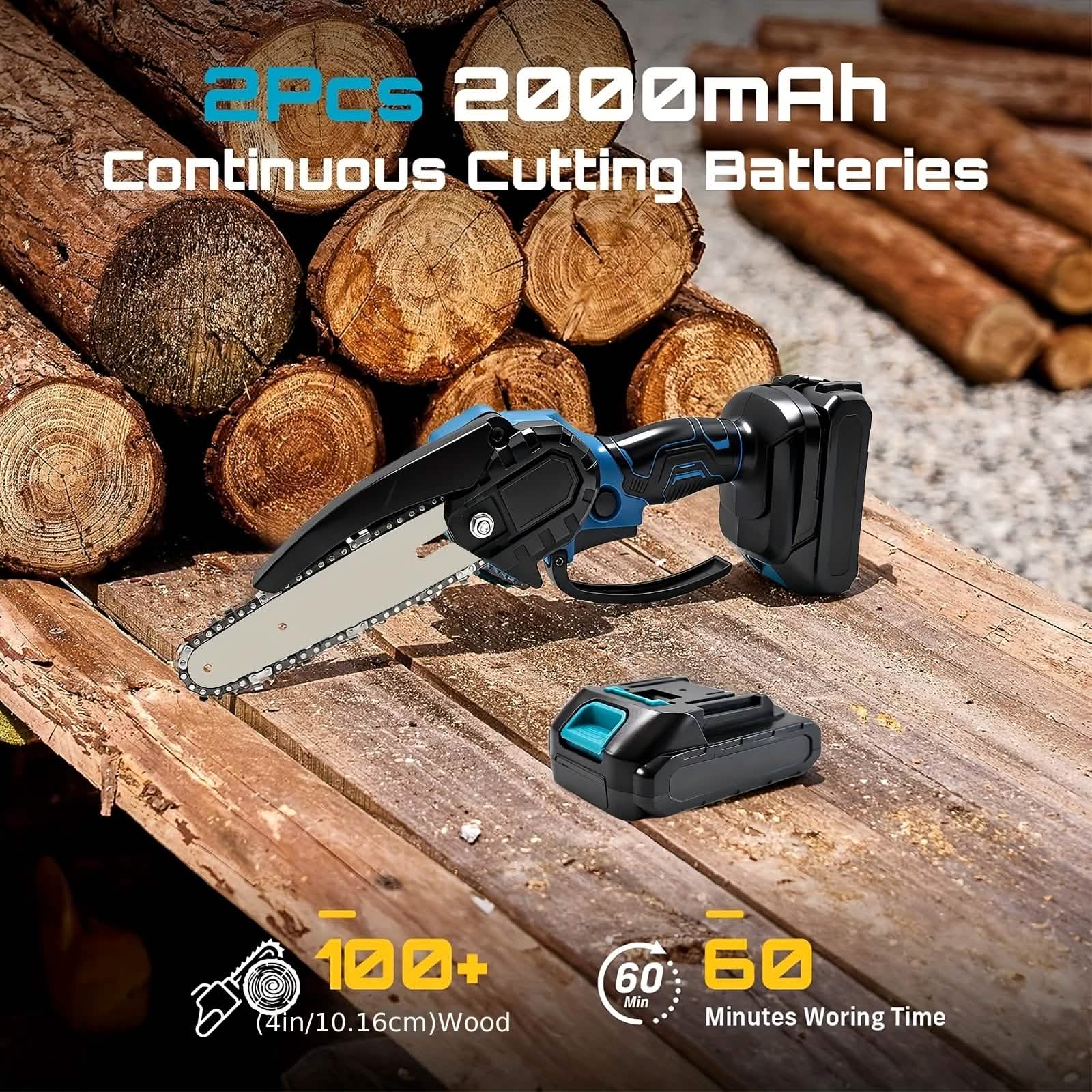 6-inch Cordless Mini Chainsaw – Handheld Electric, Lightweight, Battery-Powered