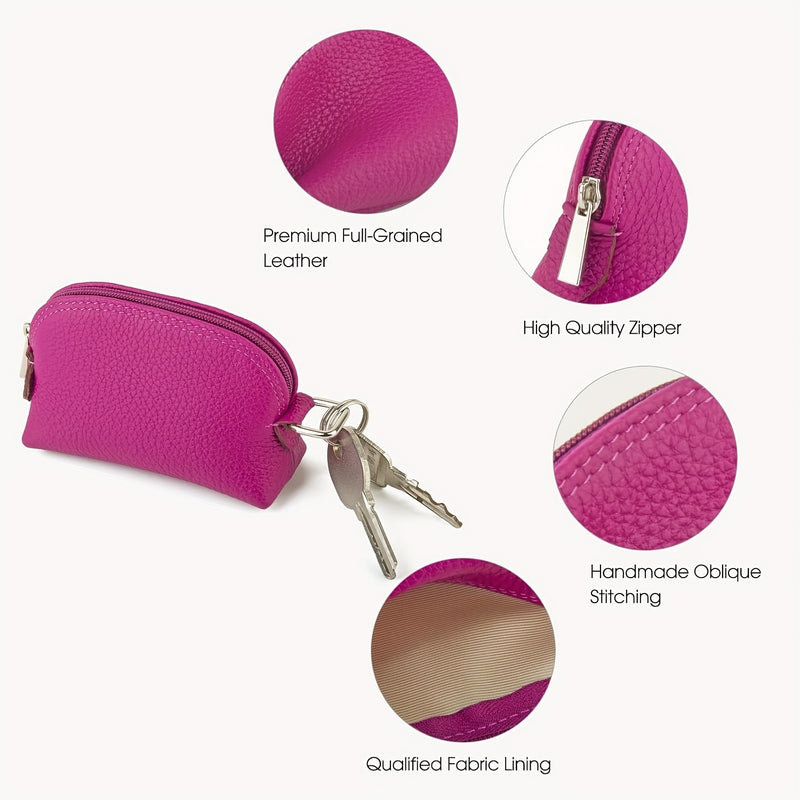 Full grain leather, zipper and oblique stitching detail
