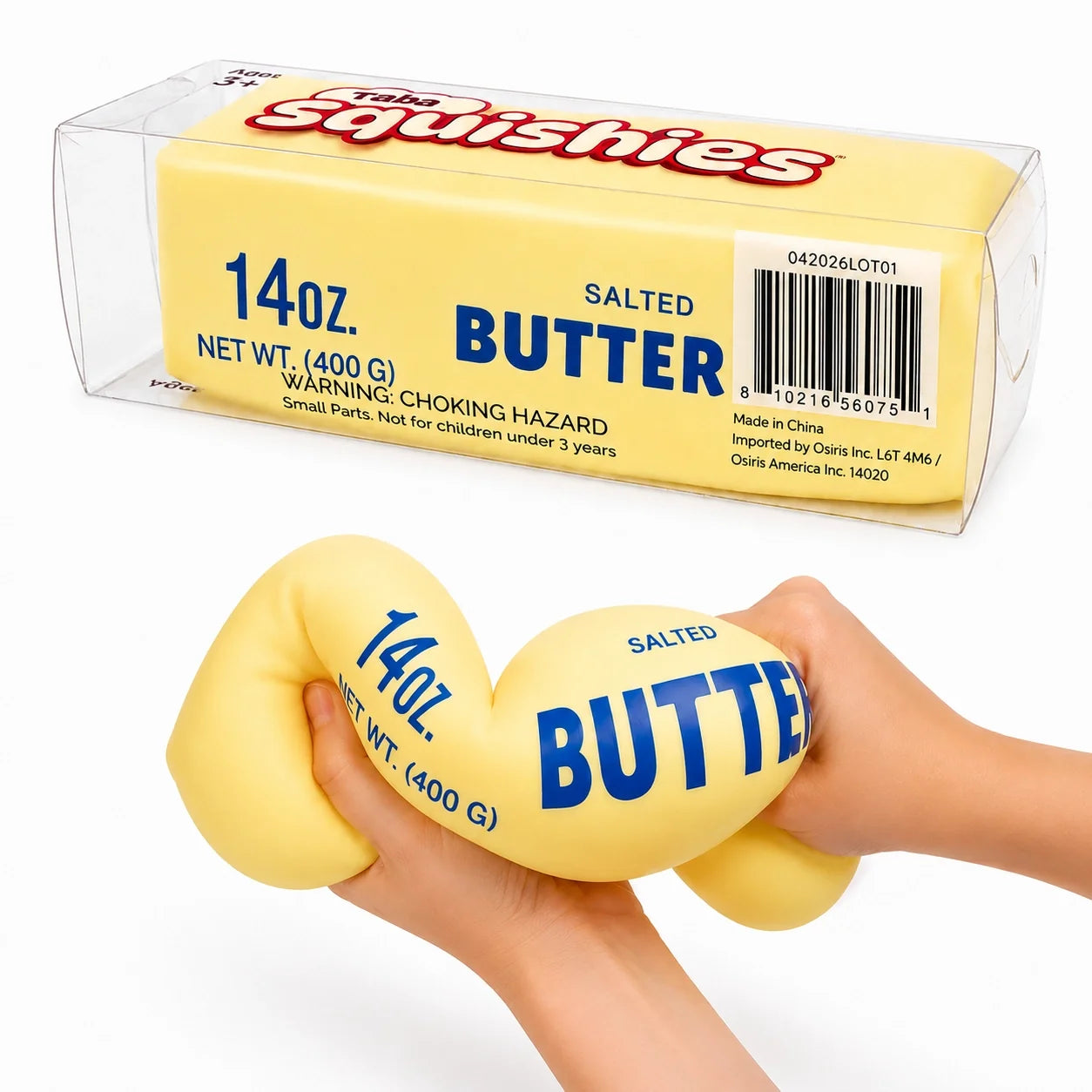 Taba Giant Salted Butter Stick Squishy 10" | Jumbo Slow Rise TPR Sensory Fidget Toy