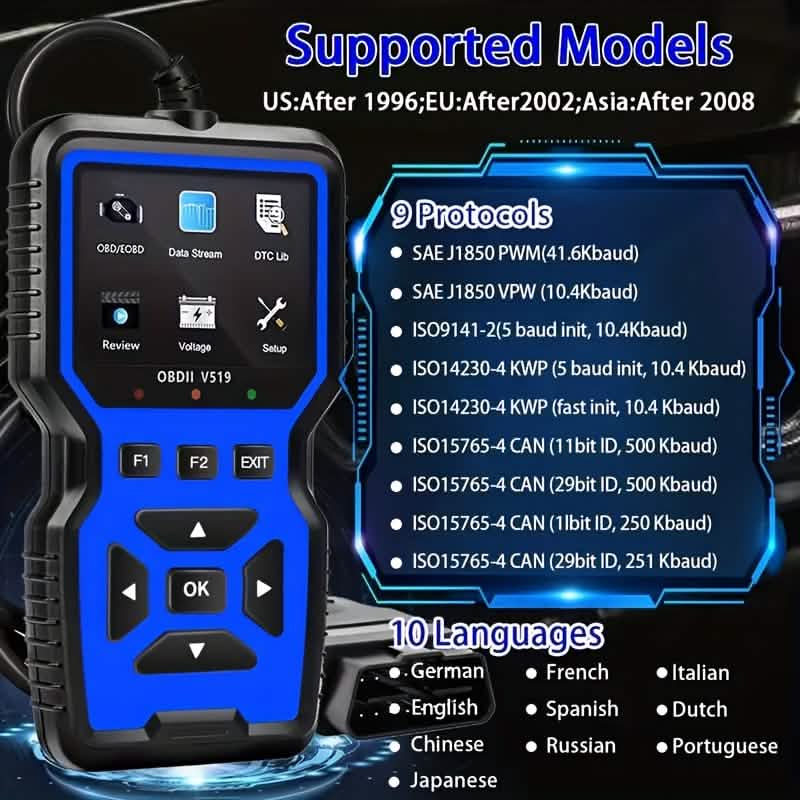 OBD2 Engine Diagnostic Tool – Universal Code Reader (Blue)