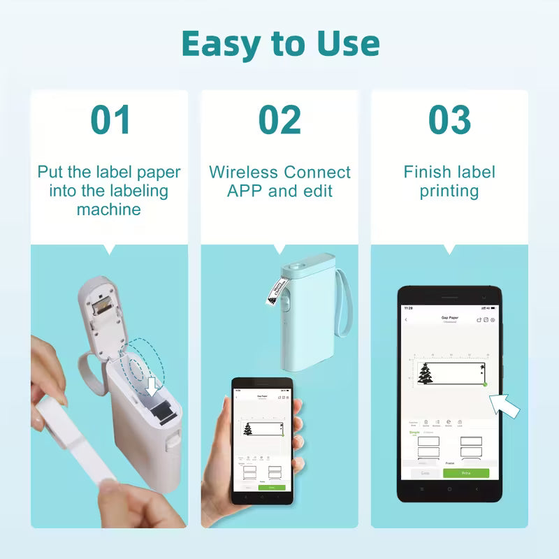 P21 Wireless Thermal Label Maker – Portable USB Printer with Paper Roll, Rechargeable & Ink-Free
