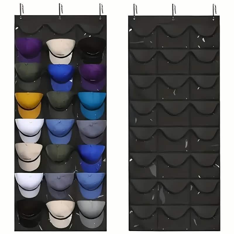 24-Grid Hanging Door Organizer – Space-Saving Nylon Storage with Clear Pockets