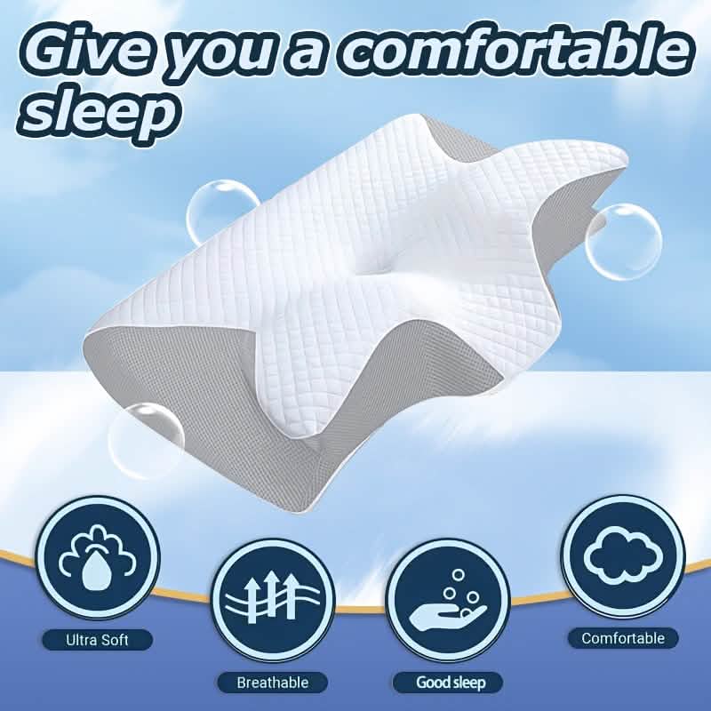 Ergonomic Memory Foam Neck Pillow – Slow Rebound, Back & Side Sleeper