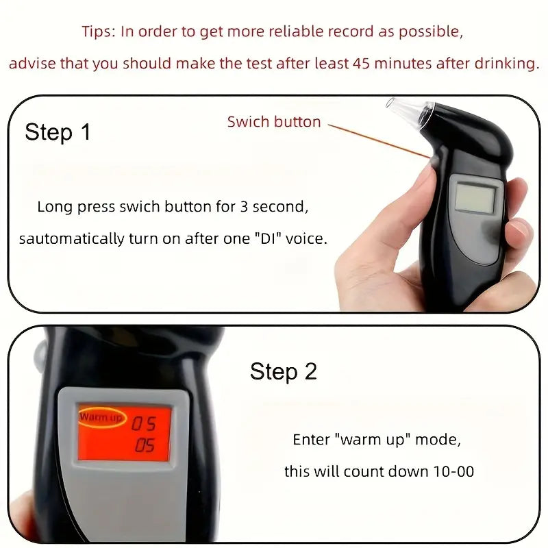 Accurate Personal Breath Alcohol Tester - Instant Blood Alcohol Content Measurement with High-Precision Sensors and LED Display Sports & Outdoors - DailySale