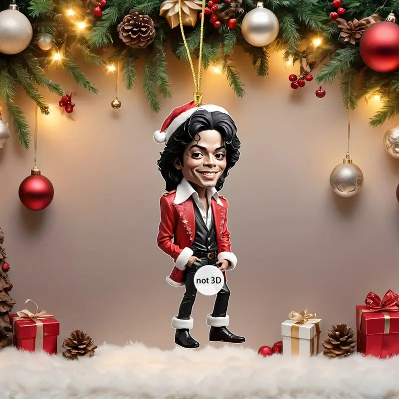 Acrylic Musician Caricature Ornament with Santa Hat Holiday Decor & Apparel - DailySale