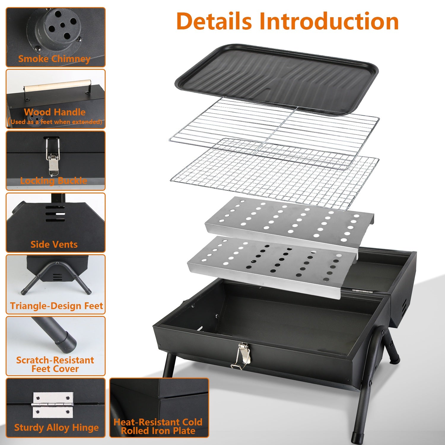 Portable Charcoal Two Sides Folding BBQ Grill