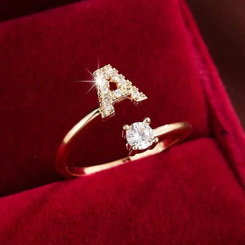 Adjustable Copper Ring with Four-Claw Round Zirconia Rings A - DailySale