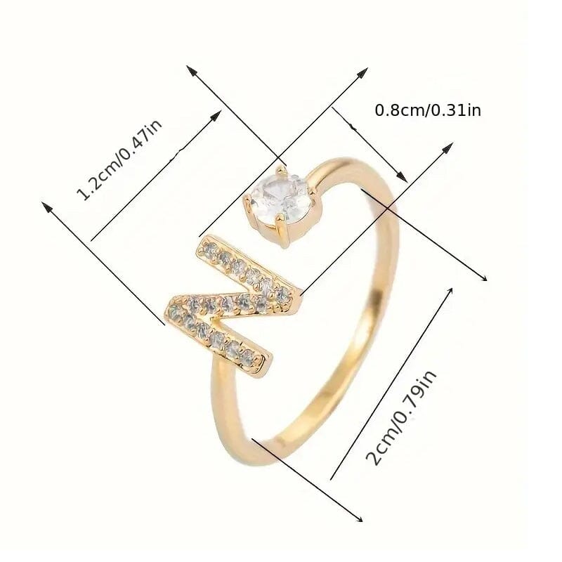 Adjustable Copper Ring with Four-Claw Round Zirconia Rings - DailySale