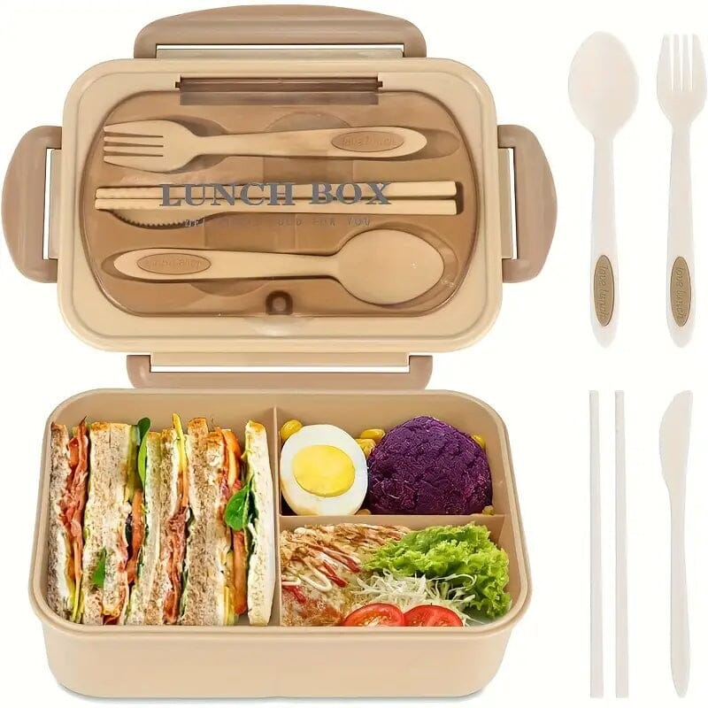 Adult Leak Proof Lunch Box with Tableware Kitchen Storage Khaki - DailySale