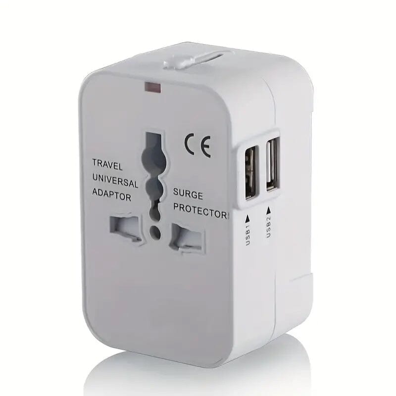 All-in-One Universal Travel Charger with Dual USB Charging Ports Mobile Accessories White - DailySale