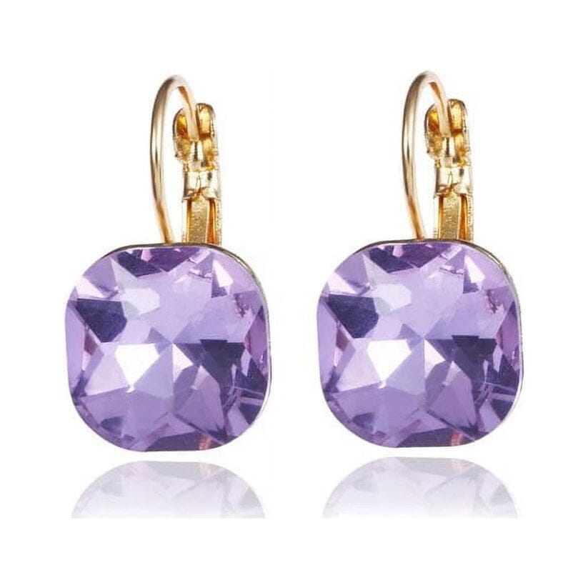 Amethyst Crystal Gold Filled Square Earrings For Women Popular Rhinestone Stud Earrings Earrings - DailySale