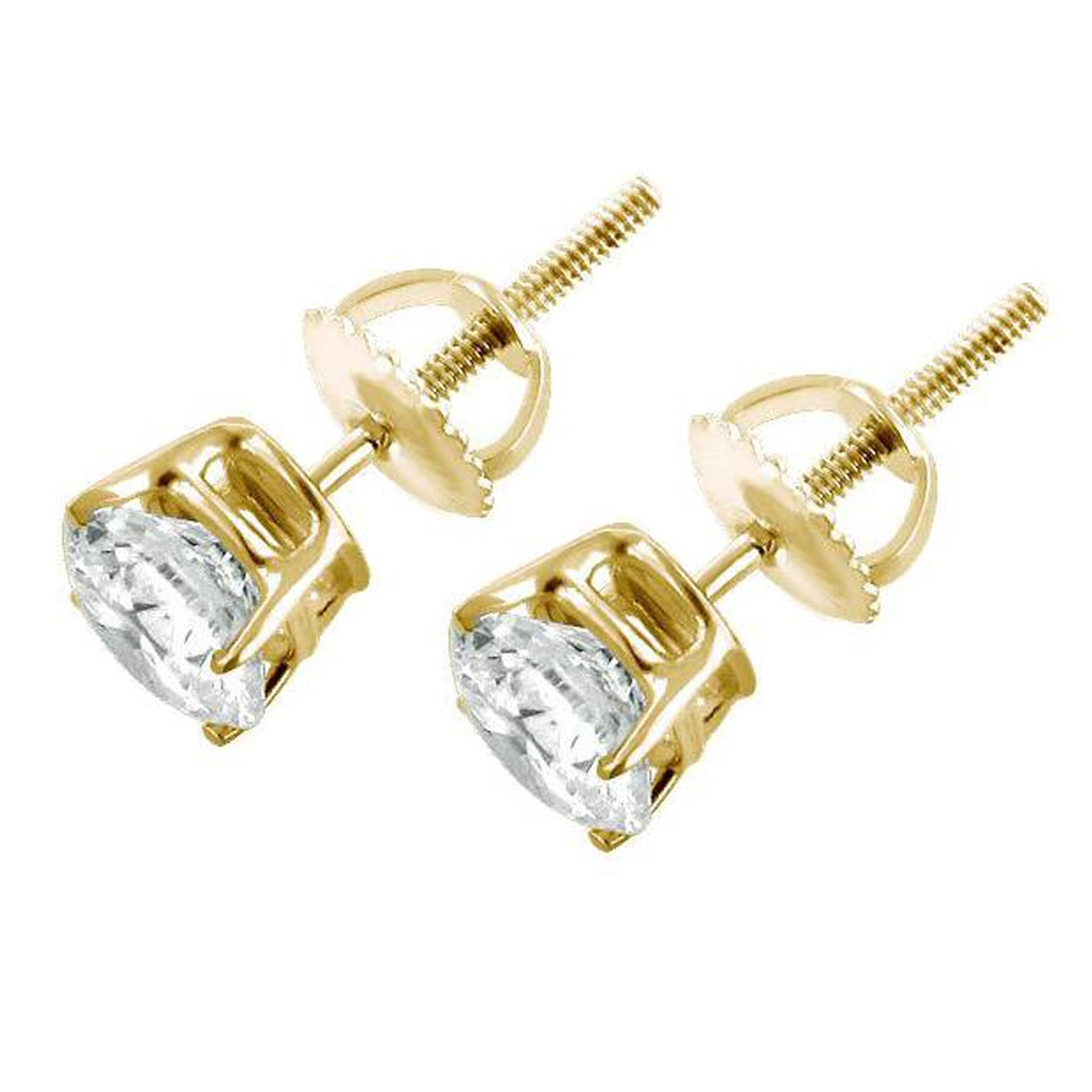 Solid 925 Sterling Silver Screw Back Studs Earrings Cubic Zirconia