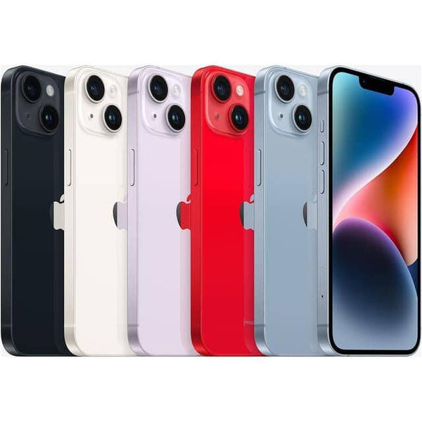 Multiple Apple iPhone 14 - Fully Unlocked (Refurbished) shown in assorted colors