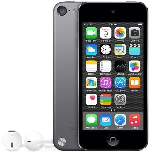 Front and back view of gray Apple iPod Touch 16GB (5th Generation) with Two Cameras (Refurbished), available at Dailysale