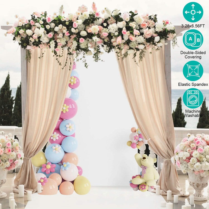 Arch Backdrop Stand Cover White Spandex Fitted Double-Sided Background Covering Holiday Decor & Apparel - DailySale