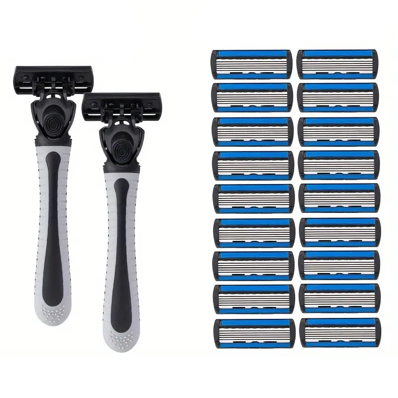 2-Pack: Stainless Steel Shaver with 18 Replacement Razor Blades