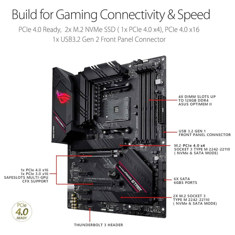 ASUS ROG Strix B550-F Gaming AMD AM4 Zen 3 Ryzen 5000 & 3rd Gen Ryzen ATX Computer Accessories - DailySale