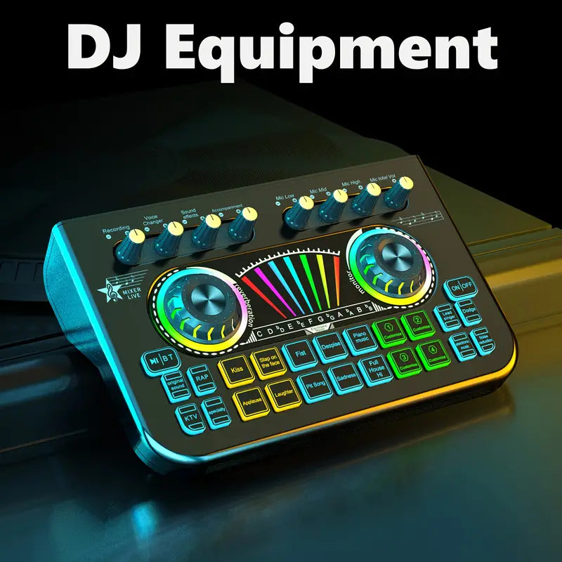 Audio Mixer, Live Sound Card And Audio Interface With DJ Mixer Effects And Voice Changer Audio Accessories - DailySale