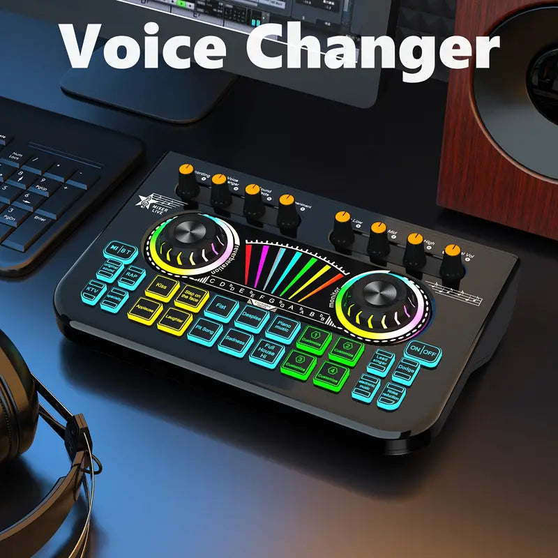 Audio Mixer, Live Sound Card And Audio Interface With DJ Mixer Effects And Voice Changer Audio Accessories - DailySale