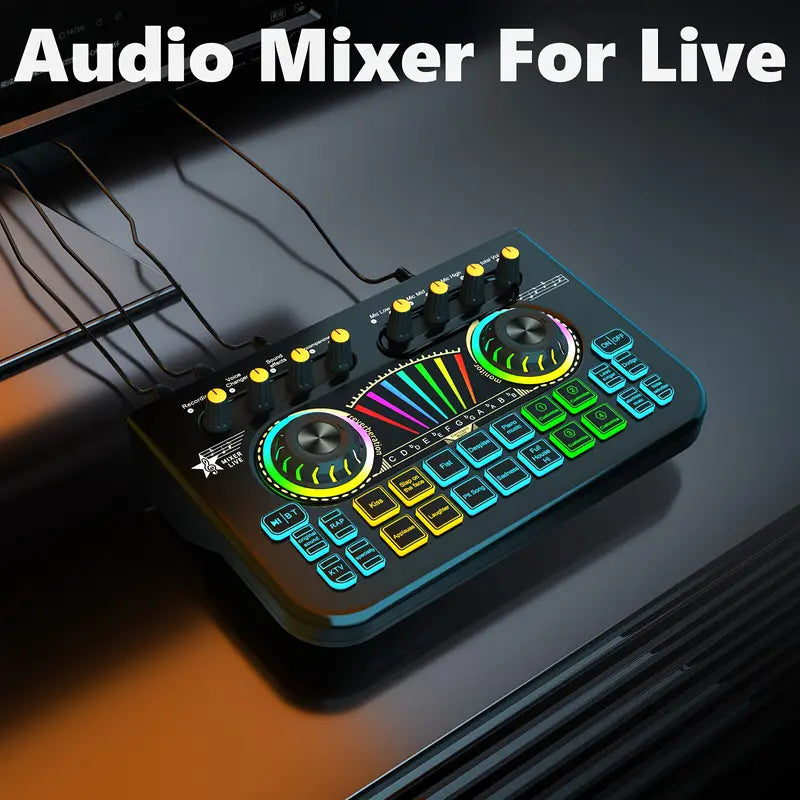 Audio Mixer, Live Sound Card And Audio Interface With DJ Mixer Effects And Voice Changer Audio Accessories - DailySale