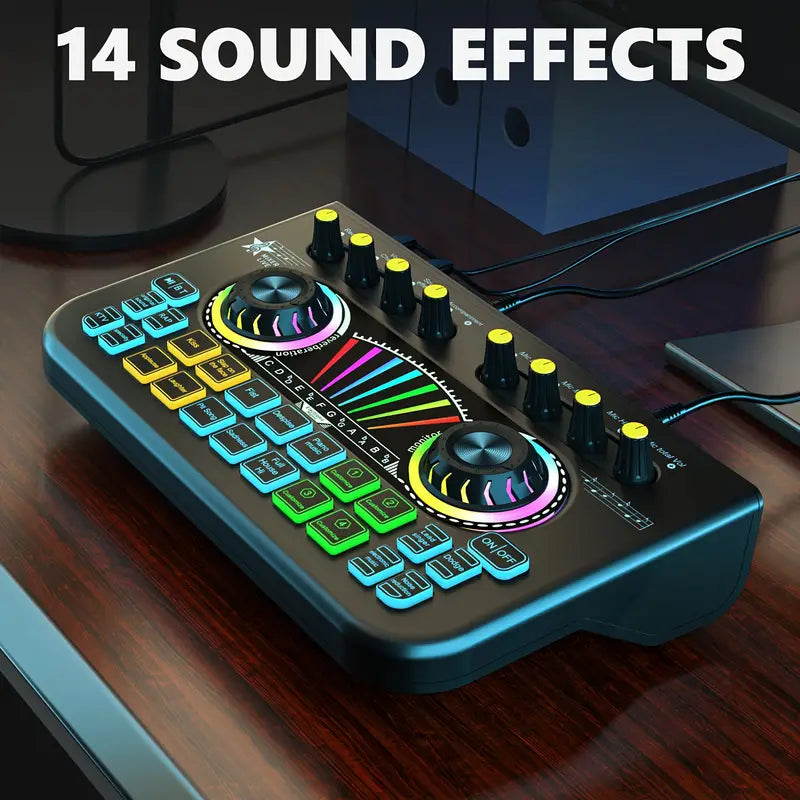 Audio Mixer, Live Sound Card And Audio Interface With DJ Mixer Effects And Voice Changer Audio Accessories - DailySale