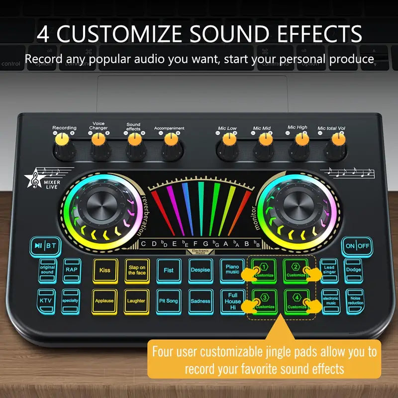 Audio Mixer, Live Sound Card And Audio Interface With DJ Mixer Effects And Voice Changer Audio Accessories - DailySale