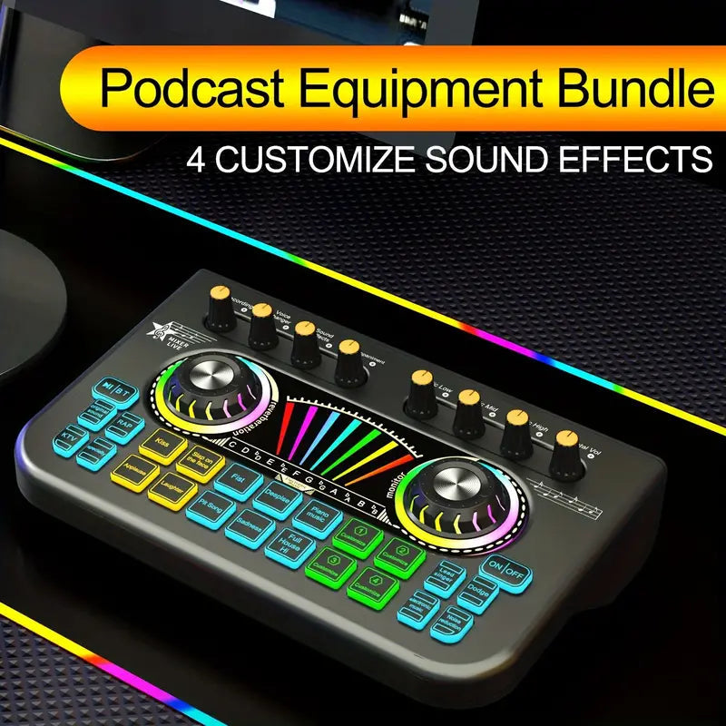 Audio Mixer, Live Sound Card And Audio Interface With DJ Mixer Effects And Voice Changer Audio Accessories - DailySale