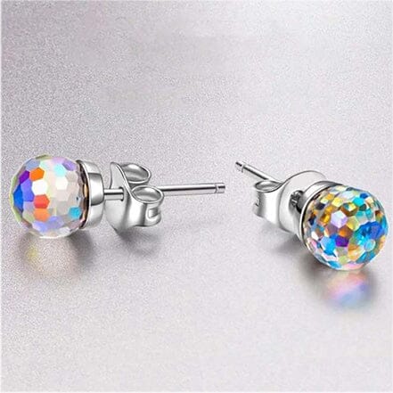 Aurora Borealis Swarovski Crystal Faceted Ball Stud Earrings Earrings - DailySale